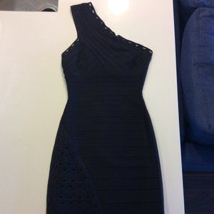 Herve Leger Black Asymmetrical Dress